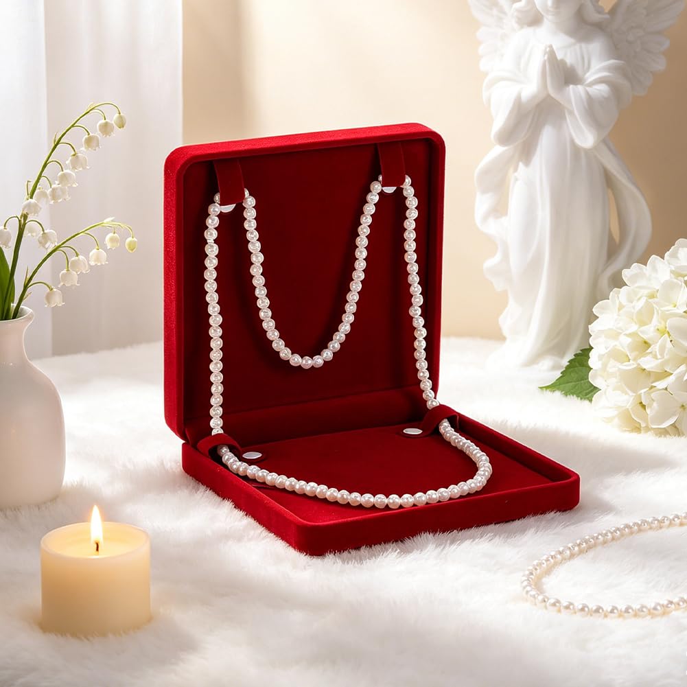 BENECREAT écrin bijoux velours rouge foncé 19x19 cm