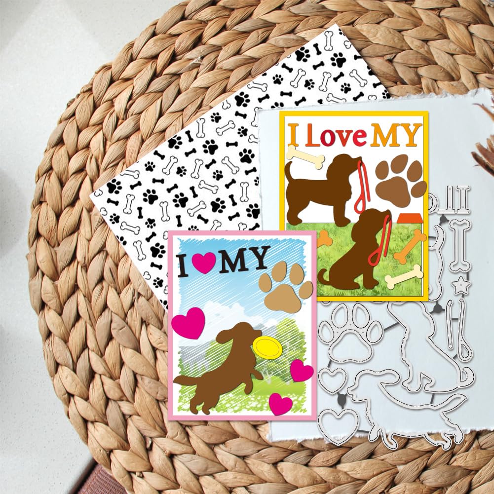 BENECREAT Matrices de Découpe J'aime Mon Chien 10,6x18 cm