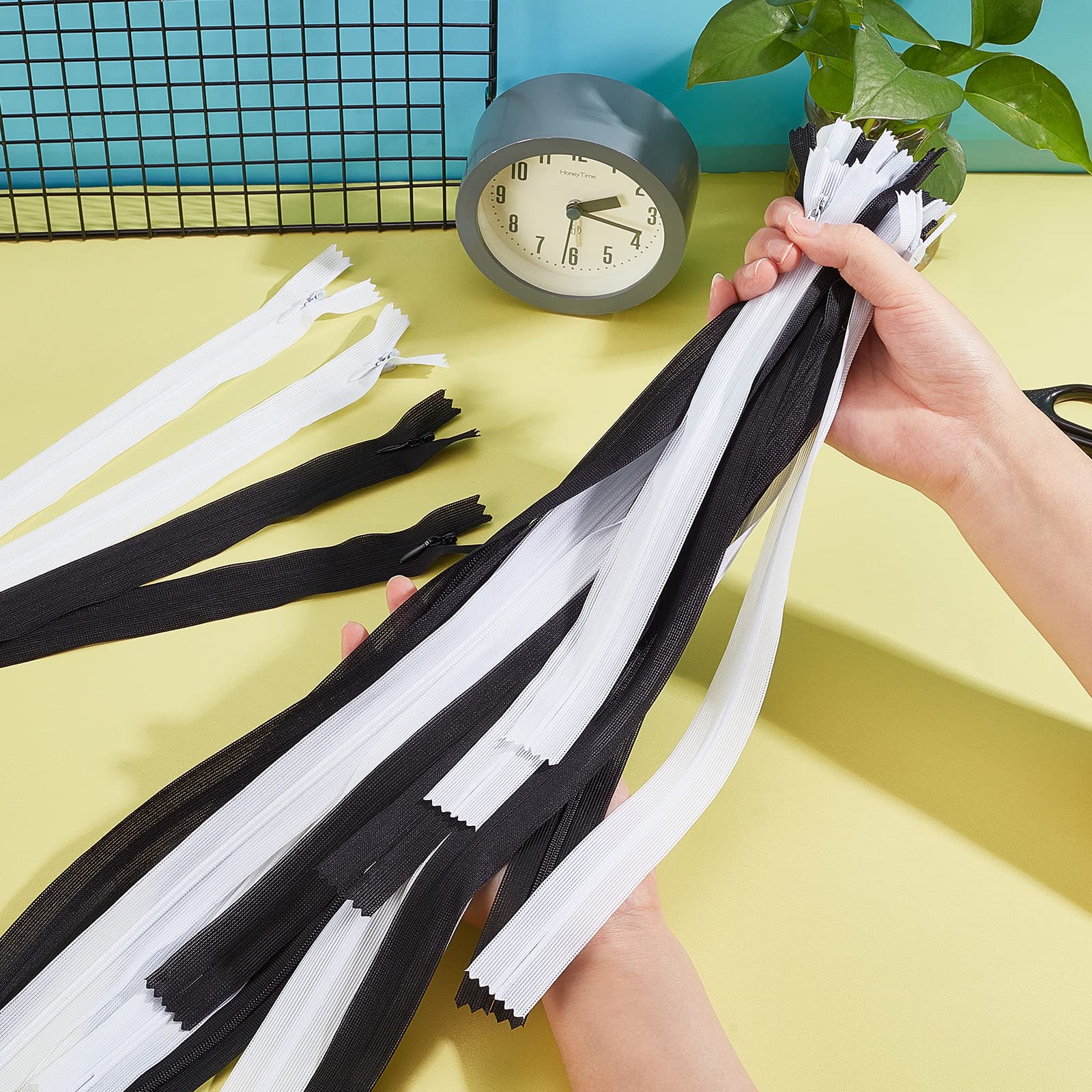 BENECREAT Fermeture Éclair Nylon Noir Blanc 8 Tailles x48