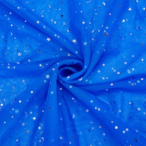 BENECREAT Étoile Lune tulle pailleté bleu marine 9,1m