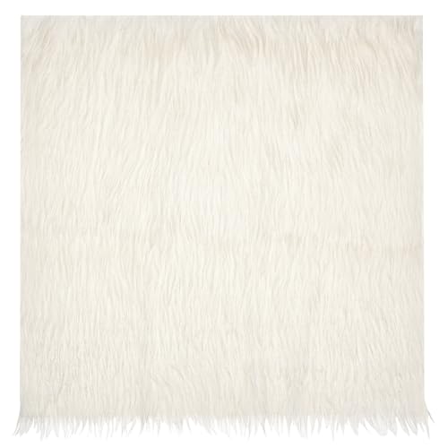 BENECREAT Tissu Fausse Fourrure Blanc 40x40 cm Doux