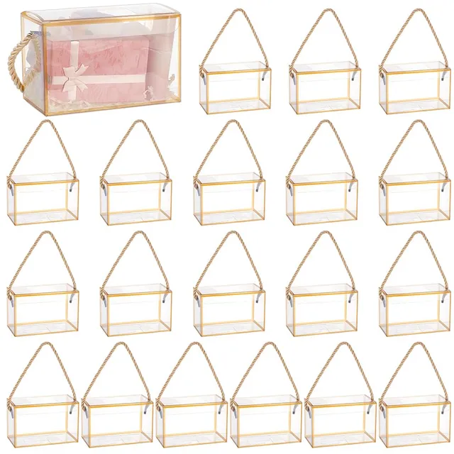 BENECREAT Boîtes Cadeaux Transparentes Dorée Lot 20 12cm