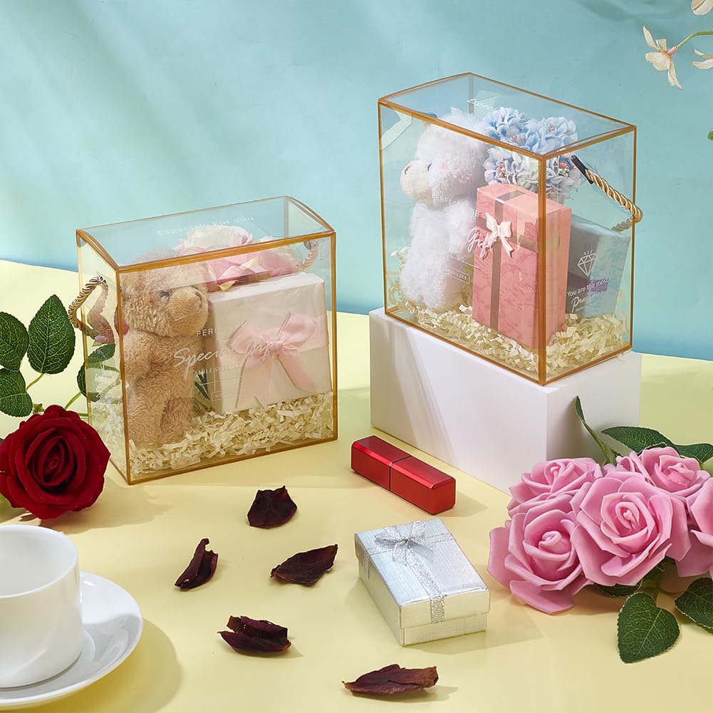 BENECREAT Boîte Cadeau Transparente Dorée 12pcs Poignée