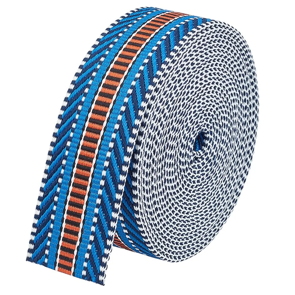 BENECREAT Ruban Jacquard Rayures 38mm Bleu Foncé 4,6m Polyester