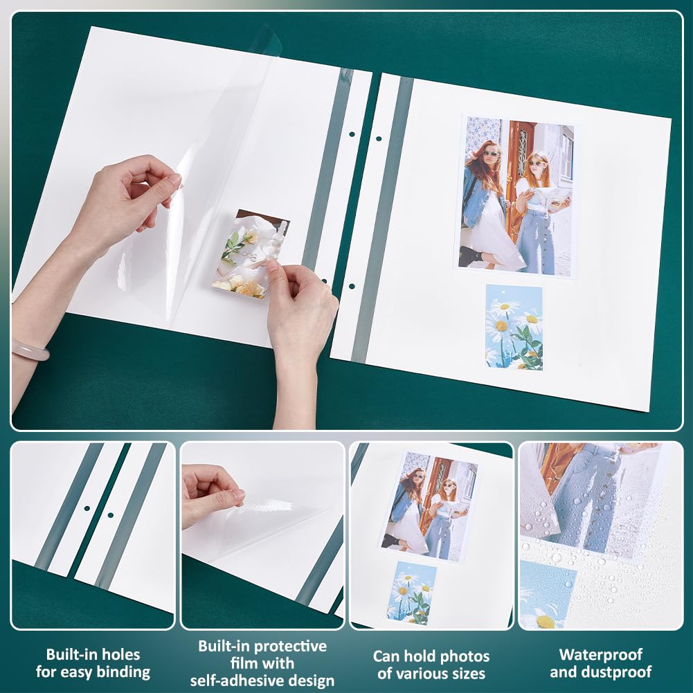 BENECREAT Pages Album Photo Autocollantes 12pcs Grand Format Blanc