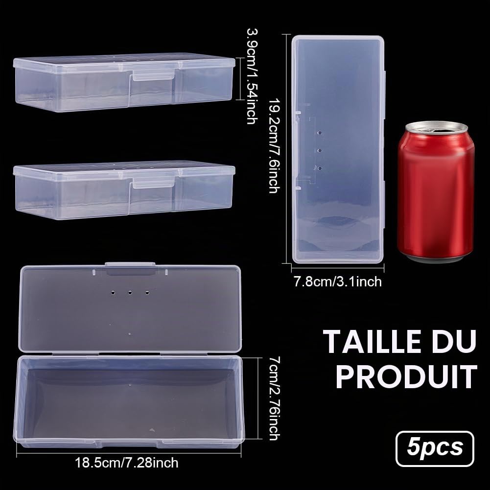 BENECREAT lot 5 boîtes rangement plastique transparentes 19 cm