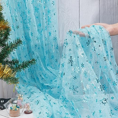 BENECREAT tulle flocon neige bleu ciel 3x1,5 m