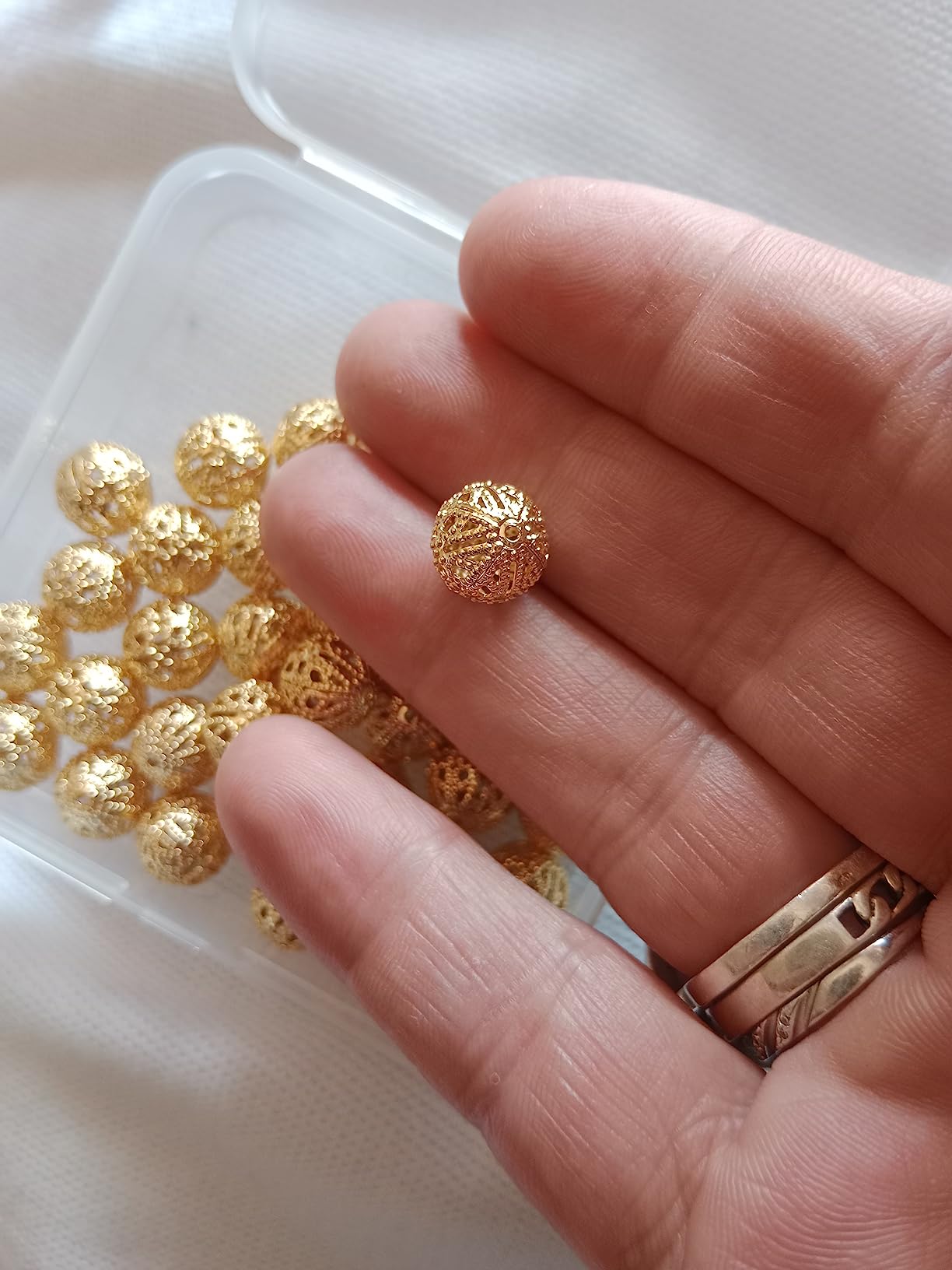 BENECREAT Perles filigrane plaqué or 10mm x40