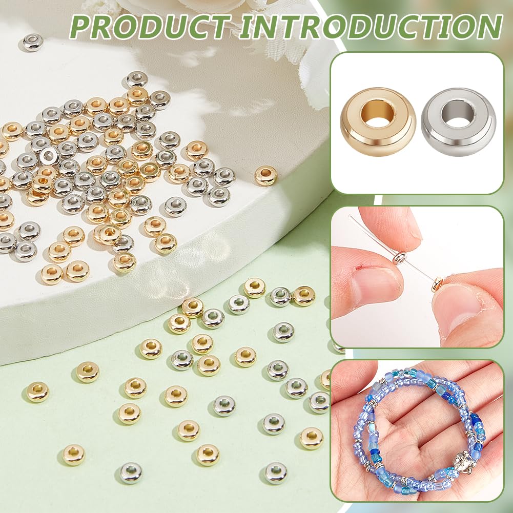 BENECREAT Perles Espacement Laiton 4 mm 200 Pcs Or Platine