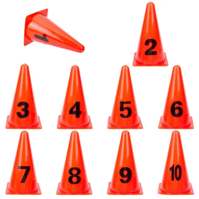 BENECREAT cônes numérotés PVC lot 10 orange 23cm
