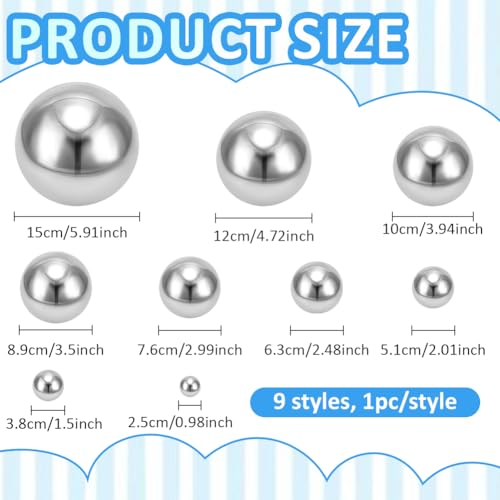 BENECREAT boule inox miroir 2,5-15 cm 9 pcs jardin