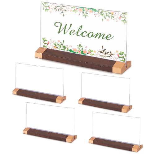 BENECREAT Porte-plaque bureau acrylique noyer 5 pcs