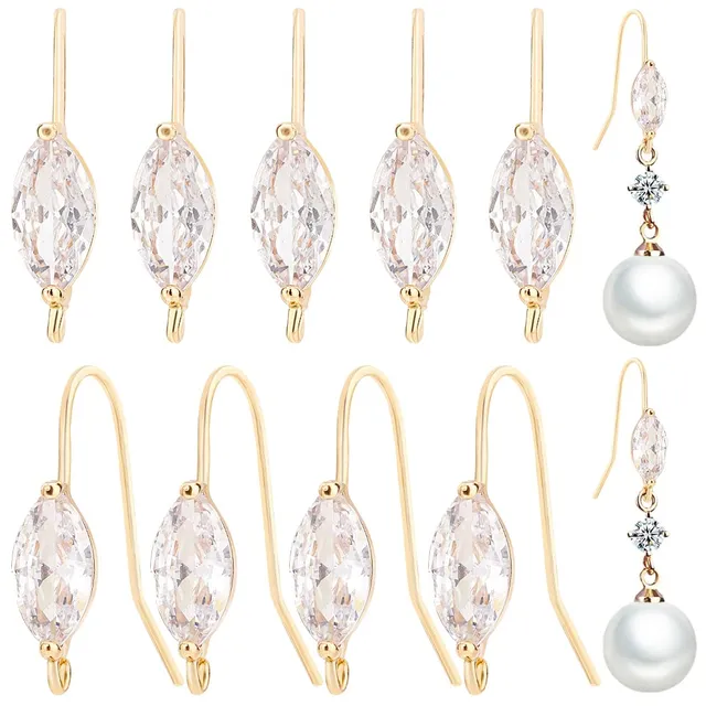 BENECREAT crochets oreilles oeil cheval plaqué or 18K x12 zircon