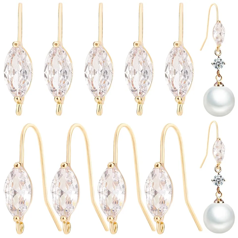 BENECREAT crochets oreilles oeil cheval plaqué or 18K x12 zircon
