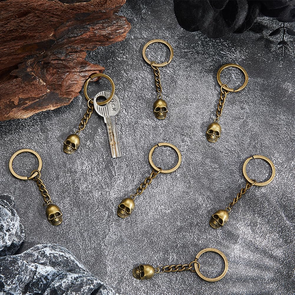 BENECREAT porte-clés crâne bronze antique 70 mm lot de 16