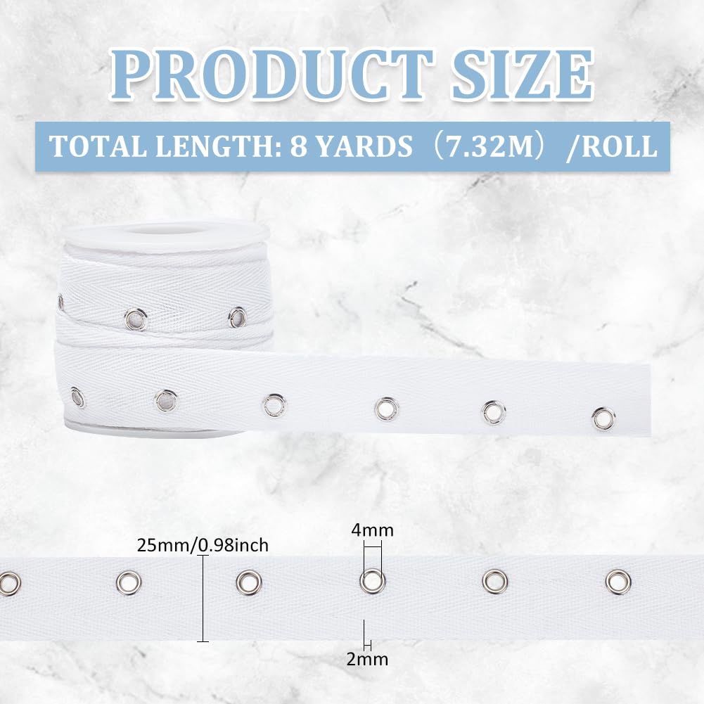 Benecreat ruban à œillets blanc 7,3 m coton 25 mm