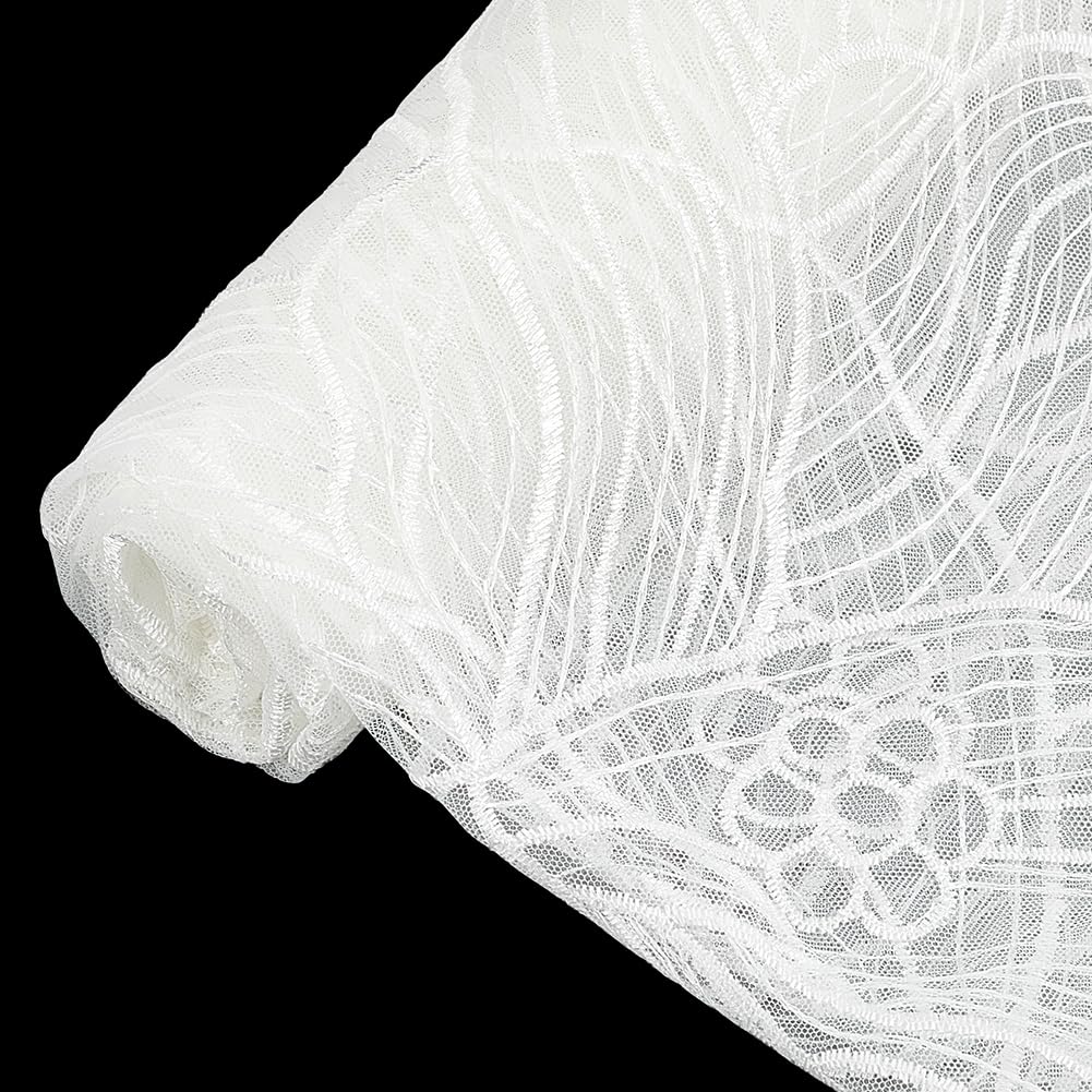 BENECREAT Tissu Dentelle Florale Blanc 90x164 cm Tulle
