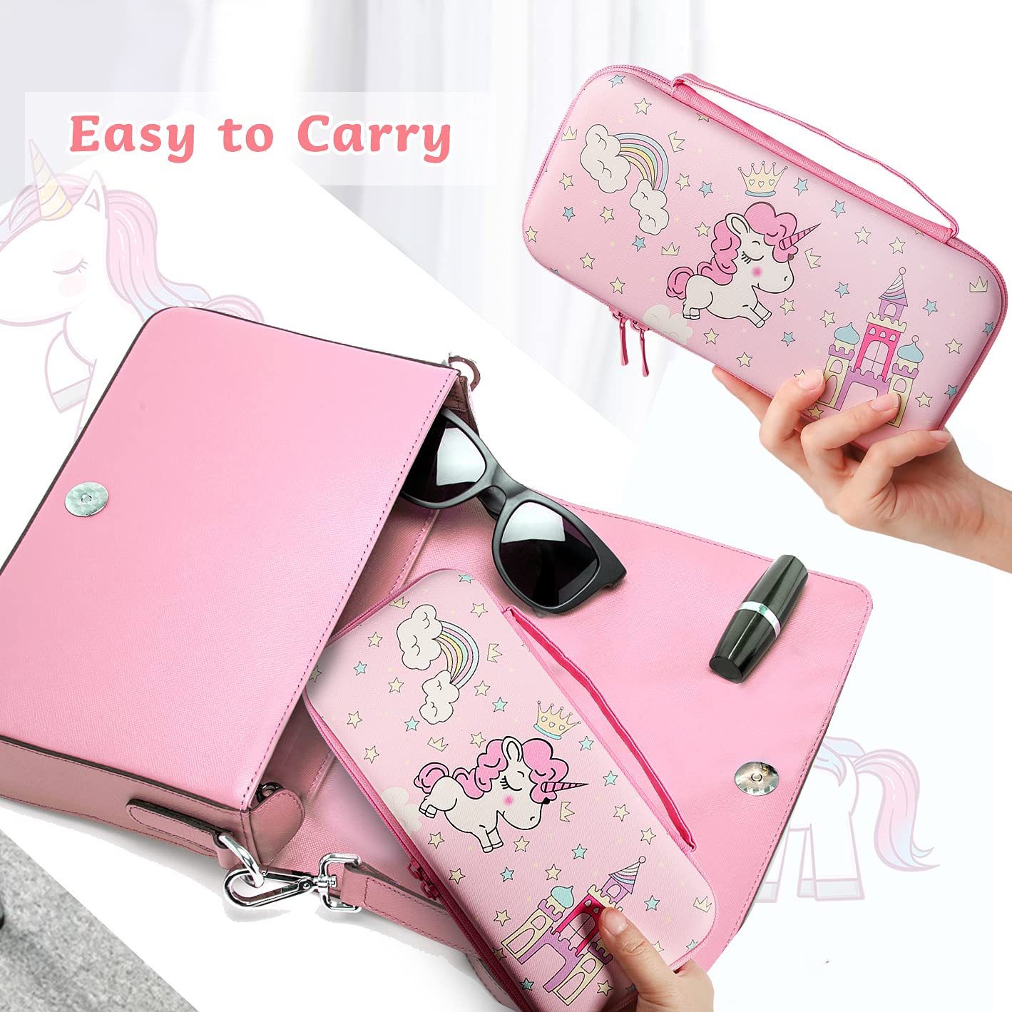 JYPS Licorne housse Nintendo Switch rigide rose coque TPU