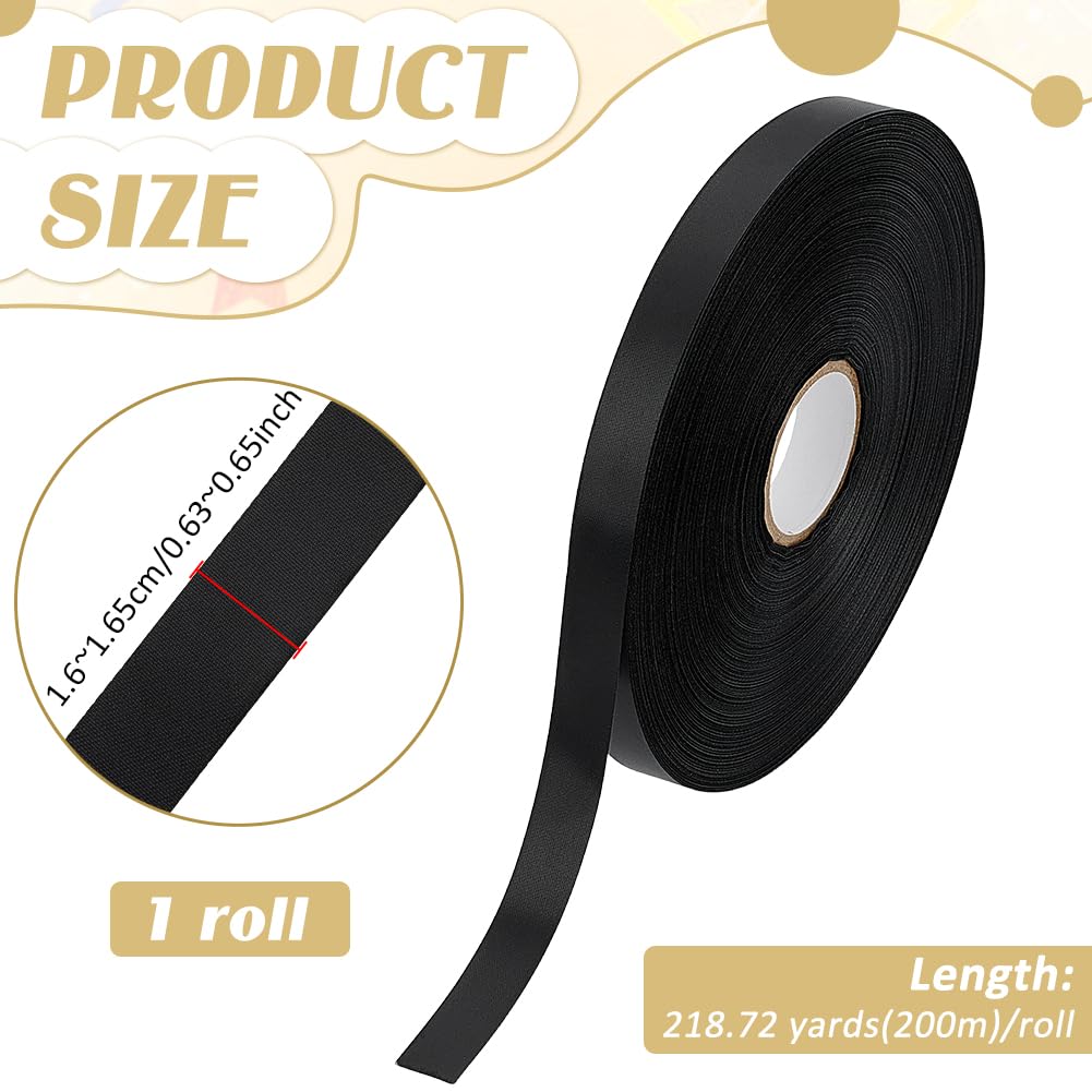 BENECREAT Ruban étiquette thermocollant noir 1,6cm 200m
