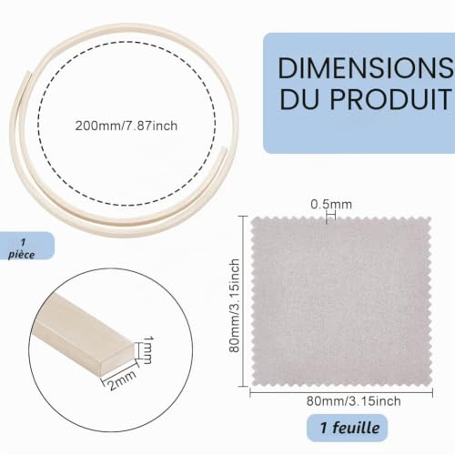 BENECREAT fil plat argent sterling 200x2x1 mm + chiffon