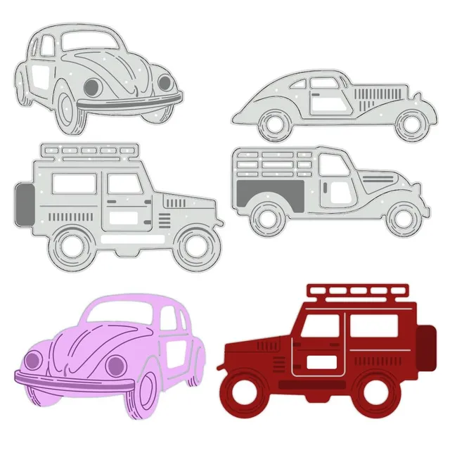BENECREAT Dies voiture métal 4 motifs lot 2 cartes enfants