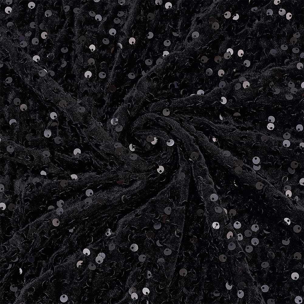 BENECREAT Tissu Velours Séquin Bleu 1,37m Costume Fête