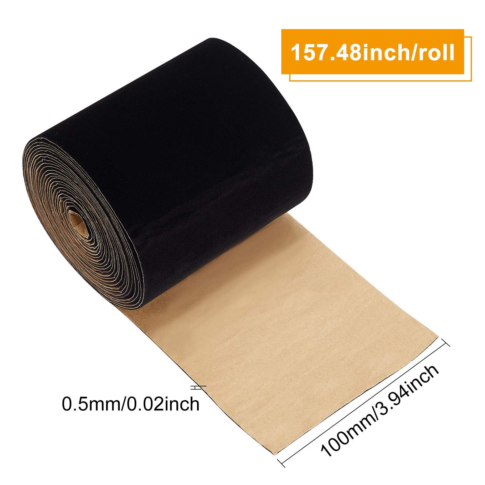 BENECREAT 2 rouleaux velours adhésif noir 4 m x 10 cm