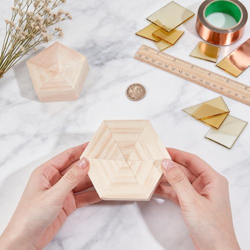 BENECREAT Gabarits Bois Vitrail Hexagone Pentagone 2 pcs