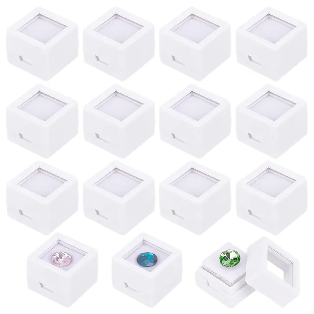 BENECREAT boîtes gemmes blanches acrylique 2cm 36 pcs