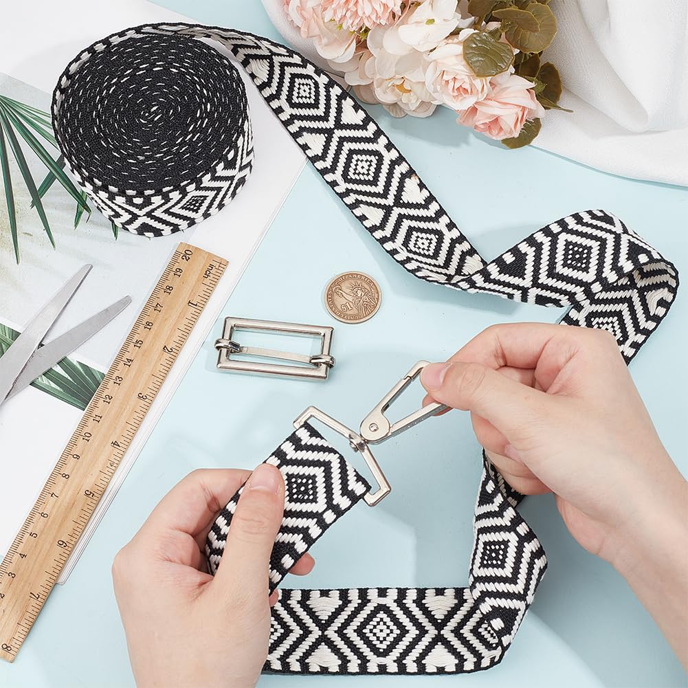 BENECREAT Ruban Jacquard Ethnique Noir 4,5m 38mm
