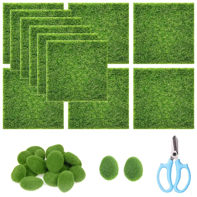 Cayway Tapis Gazon Artificiel 15cm 28 Pcs Mousse Ciseaux