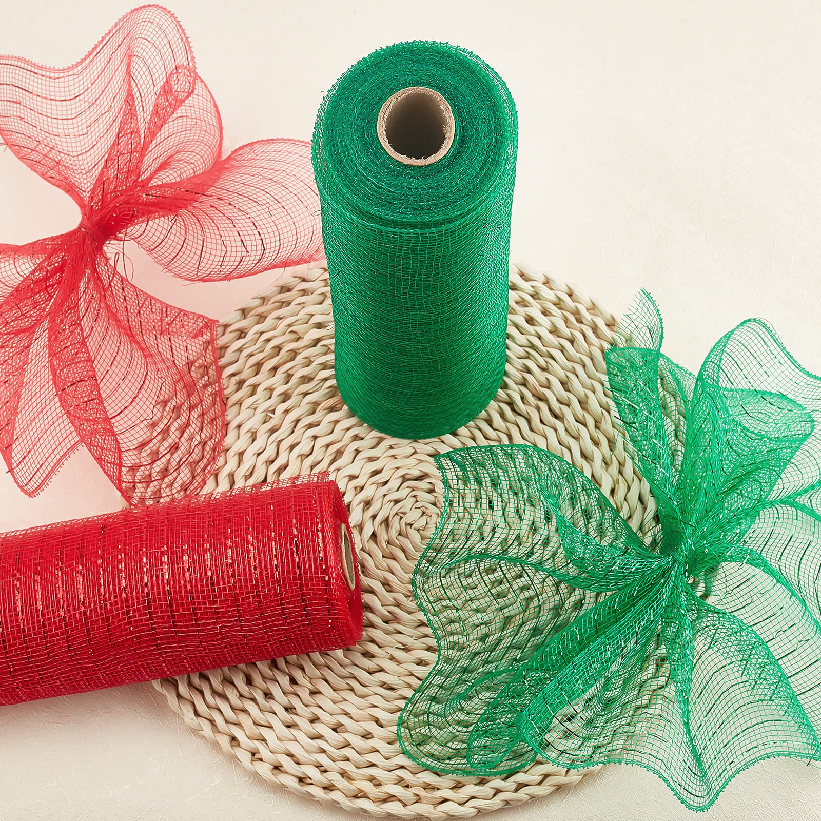 BENECREAT Ruban Maille Métallique 2x9m Rouge Vert 25,5cm