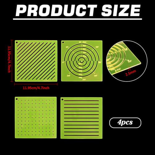 BENECREAT Pochoirs sashiko acrylique 119,5mm lot 4 vert