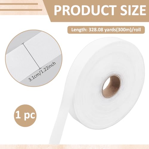 BENECREAT Ruban Biais Blanc 300m x 31mm Polyester Oxford