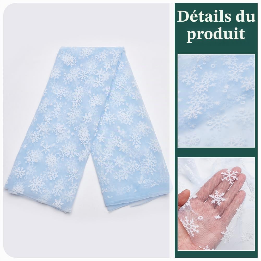 BENECREAT Tulle Flocon de Neige Bleu Clair 100x176 cm
