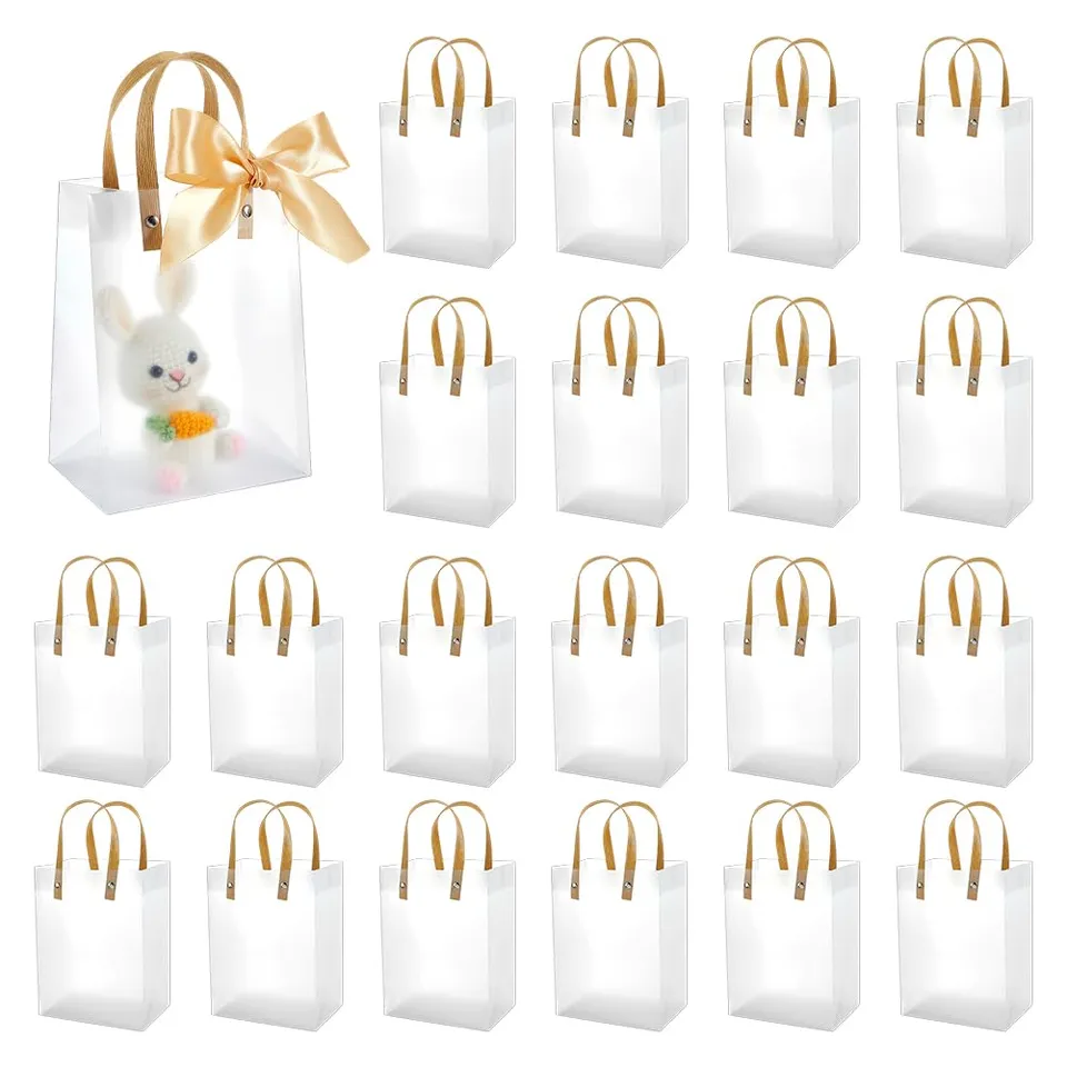 BENECREAT Sacs Cadeau Transparents 20x15x10 cm 12 Pcs