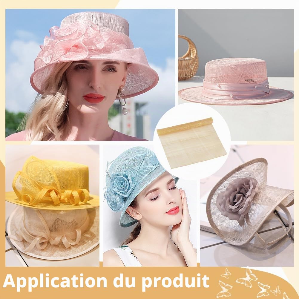 BENECREAT tissu sinamay blé chapellerie 0,5x0,91m