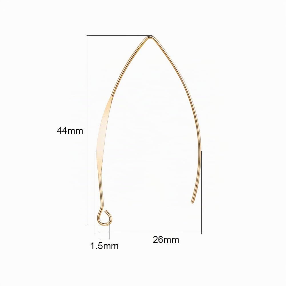 BENECREAT 44x26mm crochets boucles d’oreilles plaqué or 18K