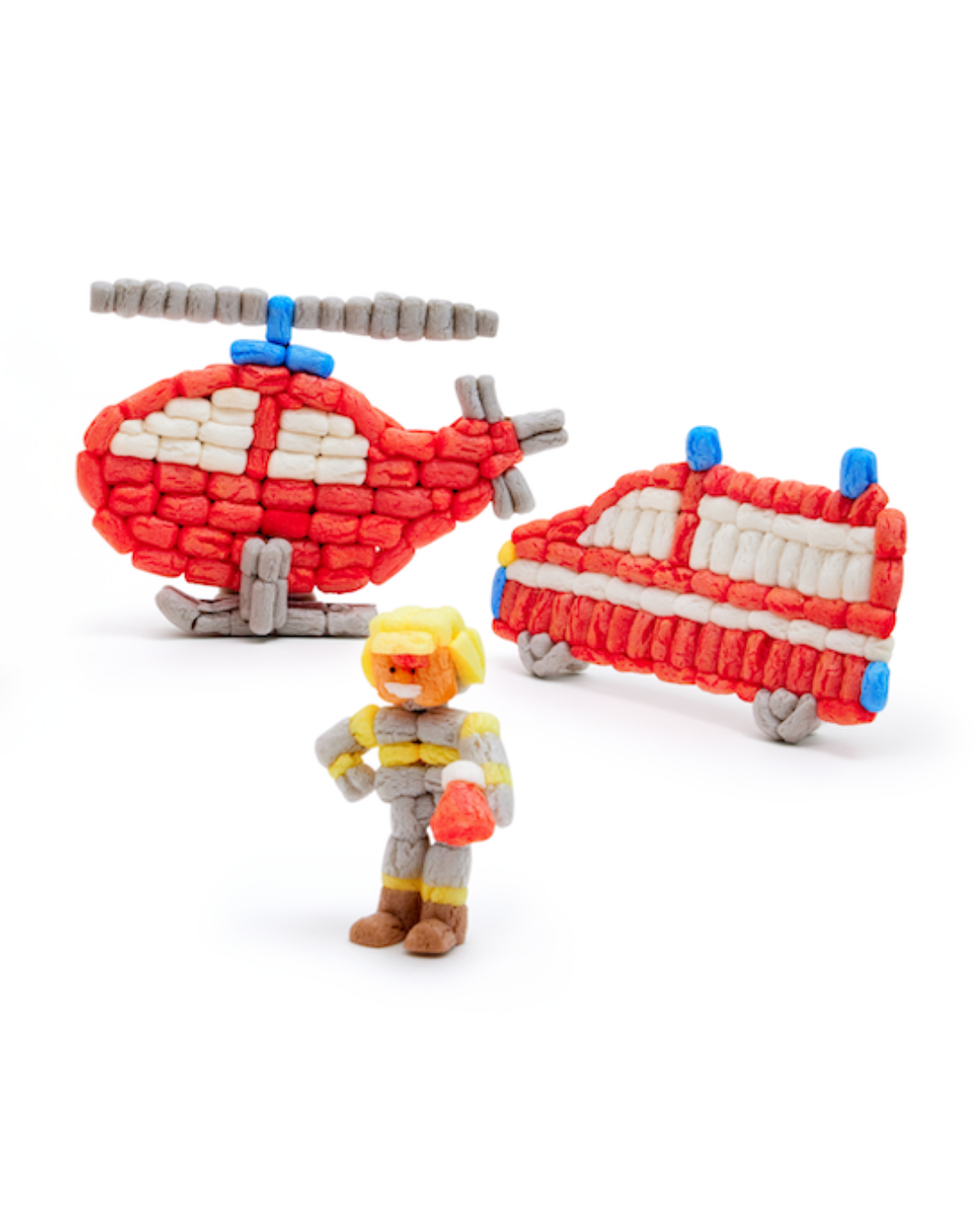 PLAYMAÏS Classic Firetruck jeu de construction 800 pièces sans colle