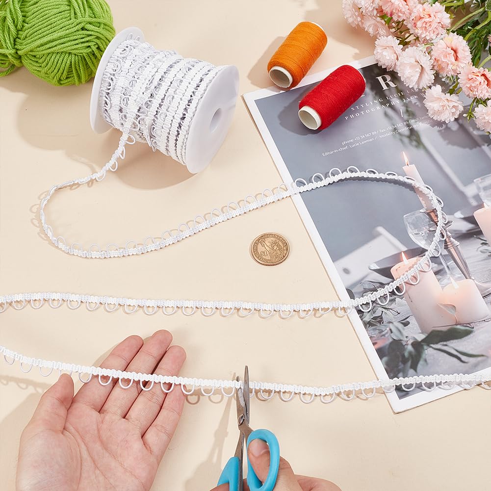 BENECREAT Garniture tressée boutons élastique blanc 22,5 m