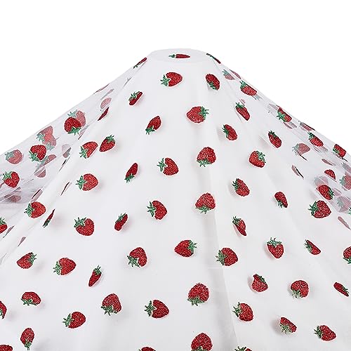 BENECREAT Tulle fraise blanc 3,65 m tissu maille dentelle