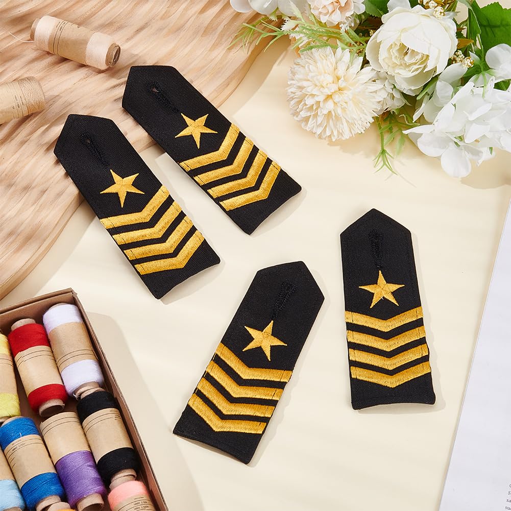 BENECREAT Épaulettes capitaine 4 étoiles doré 4 pcs