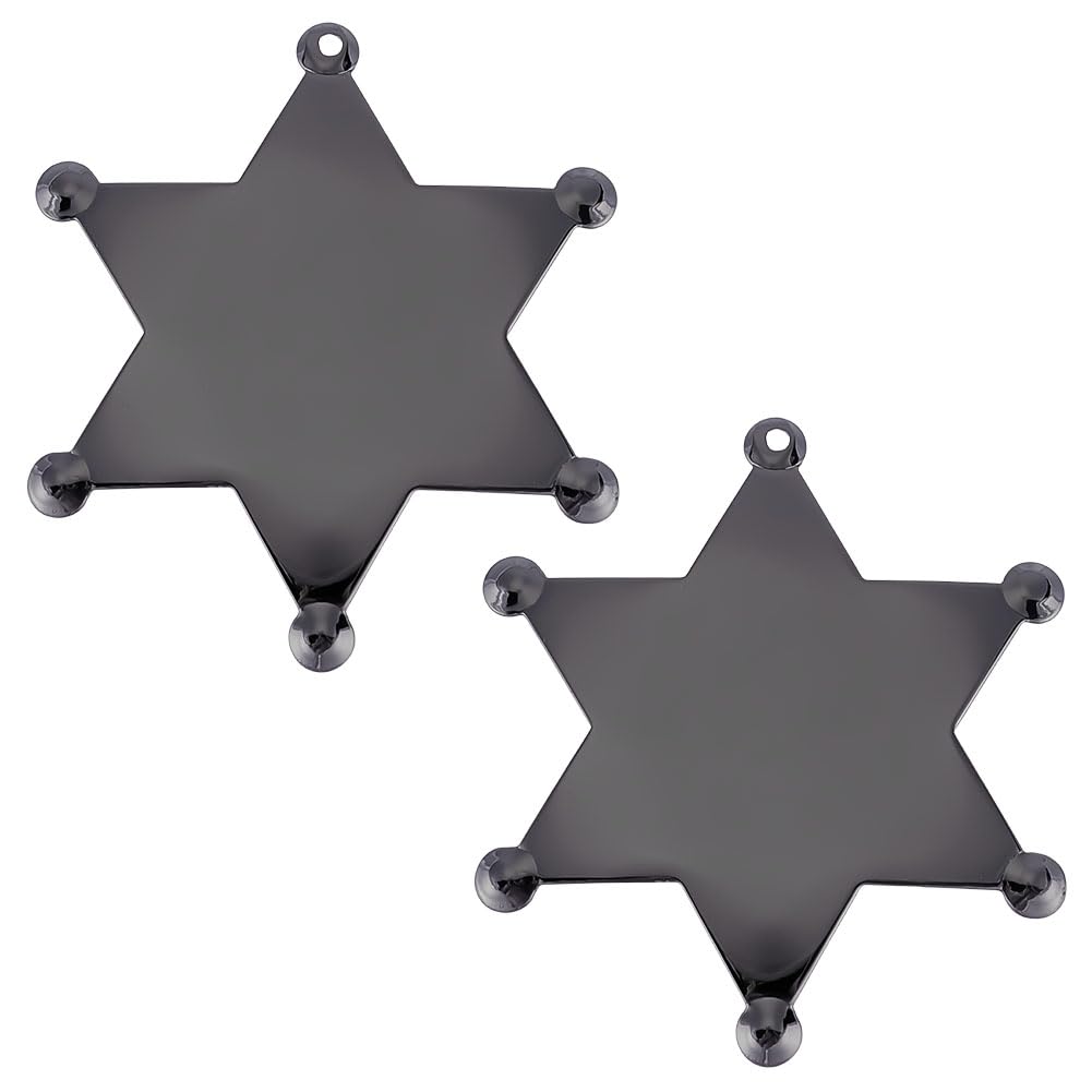 BENECREAT Badge shérif doré étoile 97mm lot de 2