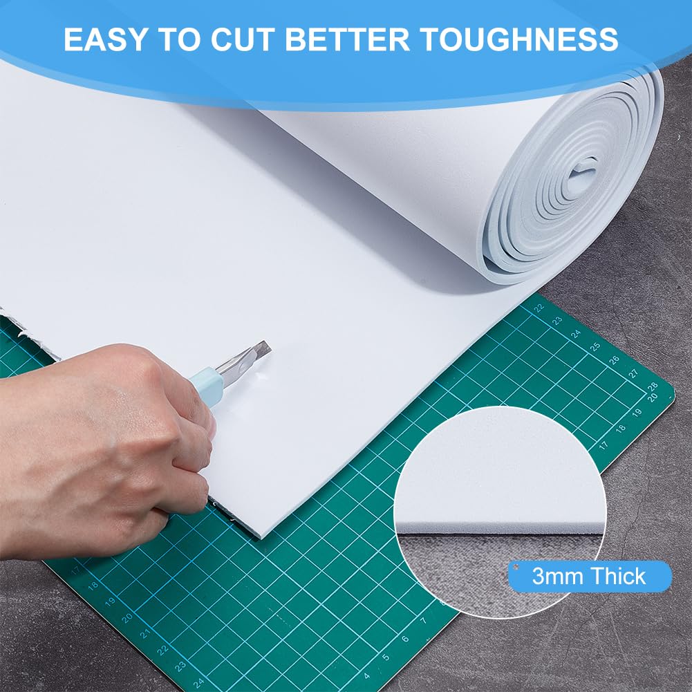 BENECREAT Rouleau Mousse EVA Blanche 3m 30cm 3mm Lisse