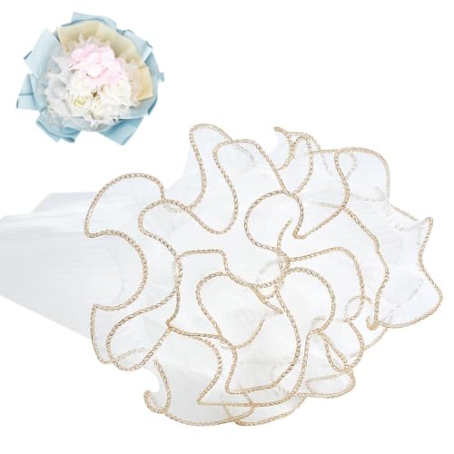 BENECREAT Papier Maille Emballage Fleurs Blanc 28cm 3,6m