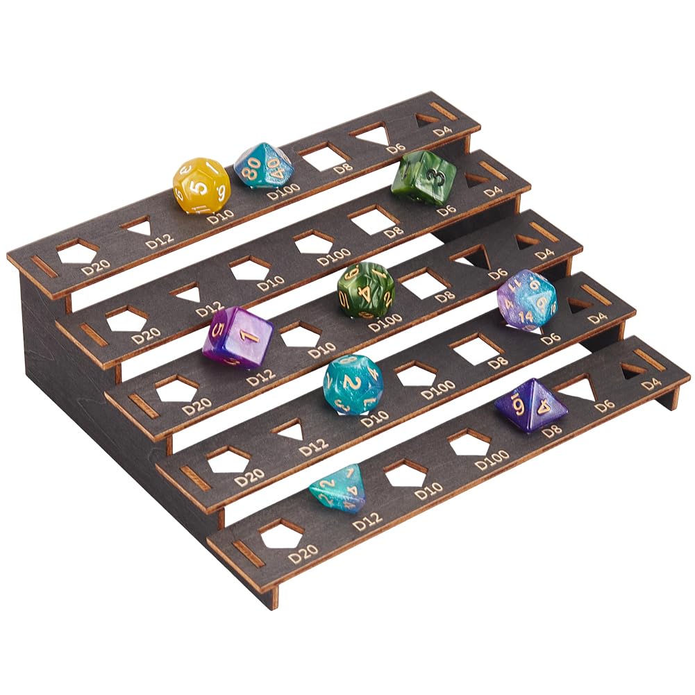 BENECREAT porte-dés bois 5 niveaux amande 18.8x15cm 35pcs