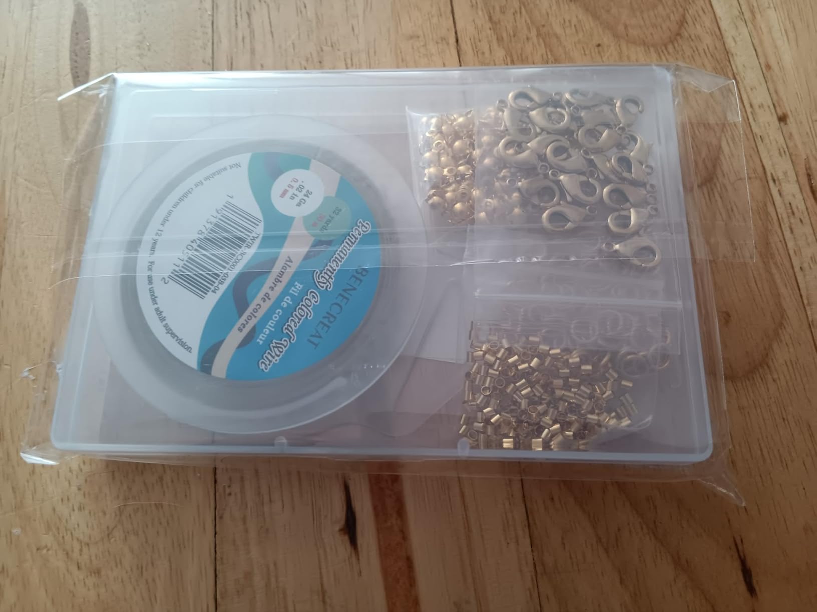 BENECREAT Kit fil acier 0,5mm 30m fermoirs dorés 520 pcs