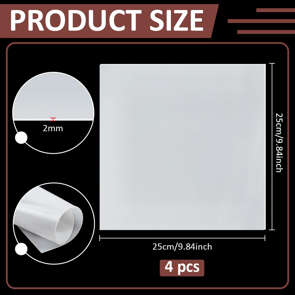 BENECREAT Feuille Silicone Blanche 250mm 2mm x4