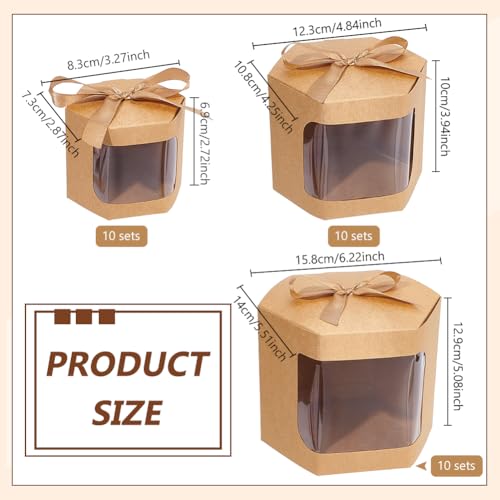 BENECREAT 30 boîtes pâtissières kraft tan hexagonales