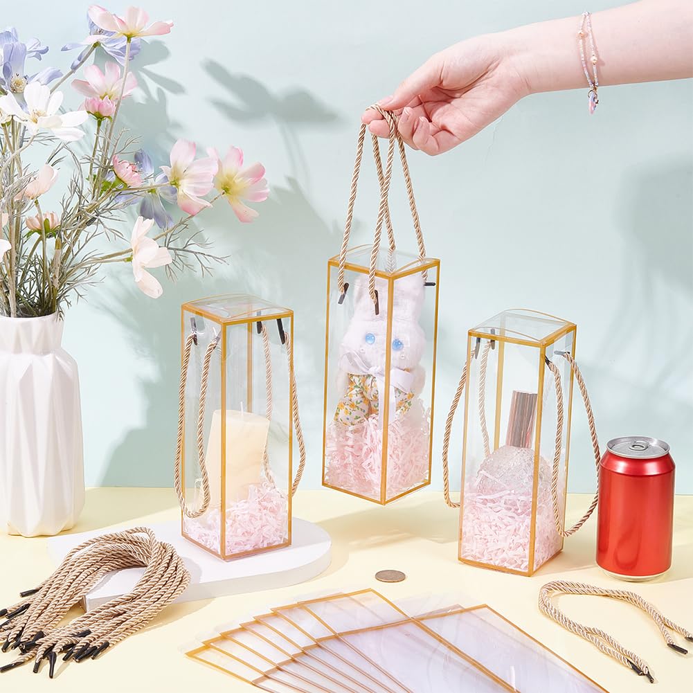 BENECREAT Boîte Dragées Transparente PET 7x7x21cm x20 Doré
